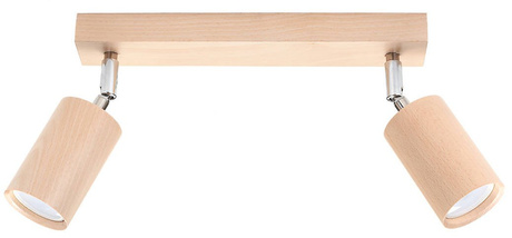 Ceiling lamp BERG 2 natural wood + 2x LED bulb GU-10 3000K Warm 7W 620lm