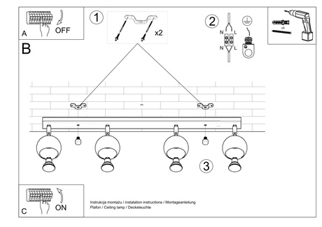 Ceiling lamp OCULARE 4L white + 4x LED Bulb GU-10 4000K Cool White 7W 630lm