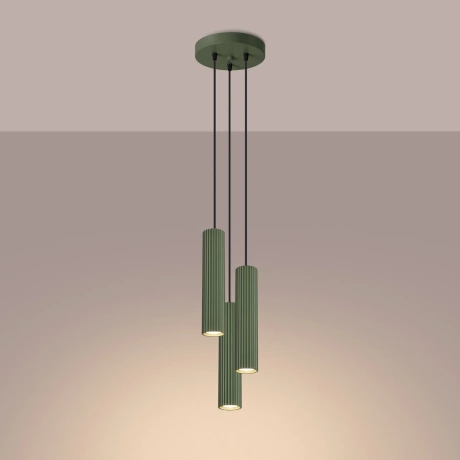 Pendant lamp KARBON 3P olive green