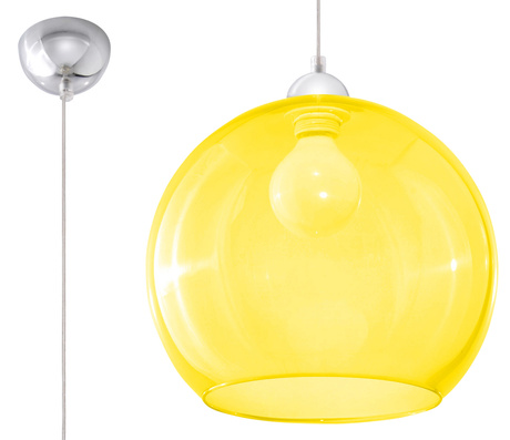 Pendant lamp BALL in yellow + 1x LED Bulb E27 4000K Cool White 7,5W 650lm