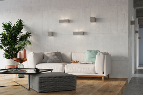 Wall lamp ceramic LEO gray + 1x LED Bulb E27 4000K Cool White 7.5W 650lm