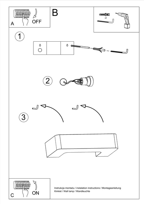 Wall ceramic lamp MAGNET white + 1x LED bulb E27 3000K Warm 7.5W 620lm