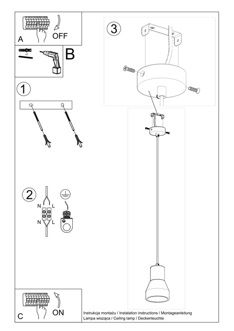 Ceiling lamp QUBIC black + 1x LED Bulb E27 4000K Cool White 7.5W 650lm