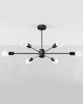 Chandelier LANGO 6 black + 6x LED Bulb E27 4000K Cool White 7.5W 650lm