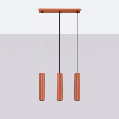 Pendant lamp KARBON 3L red ochre