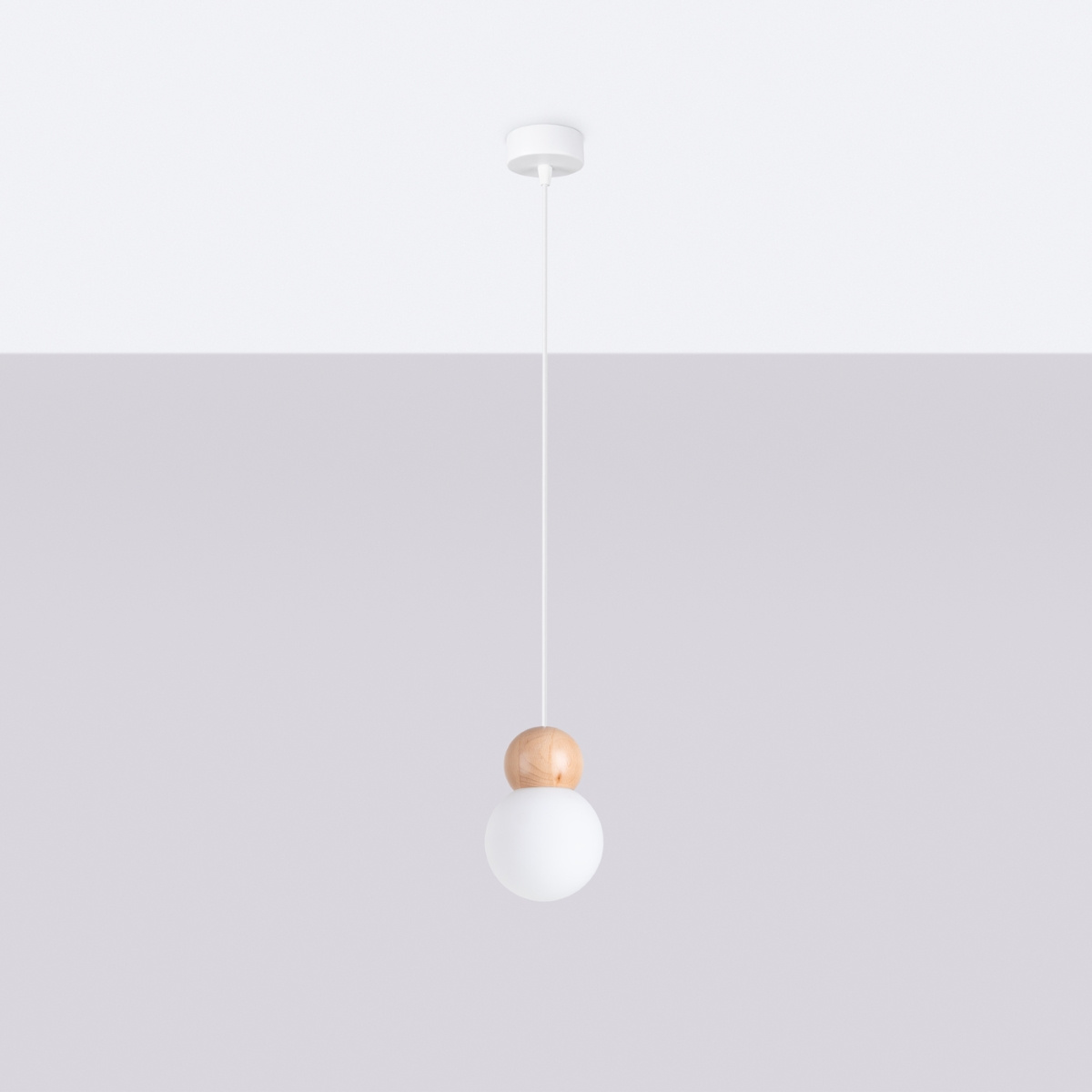 Ceiling pendant PEKKA 1 white/natural wood + 1x LED Bulb G9 3000K Warm 4.5W 450lm
