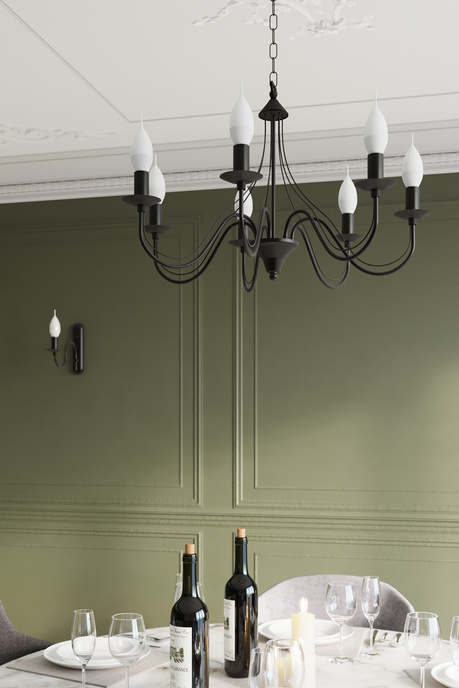 Chandelier MINERWA 5 black + 5x LED Bulb E14 4000K Cool White 7.5W 650lm