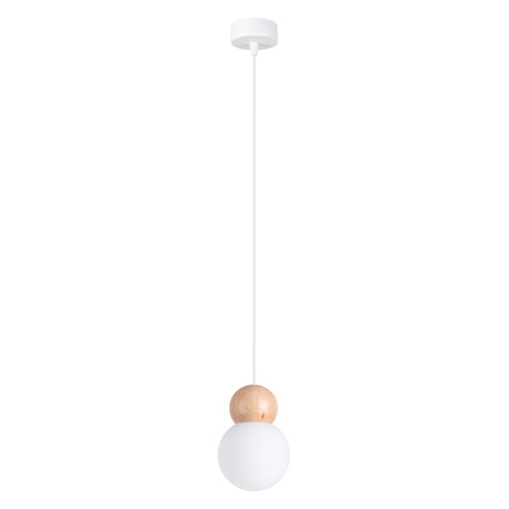 Hanging lamp PEKKA 1 white/natural wood + 1x LED Bulb G9 4000K Cool White 4.5W 460lm