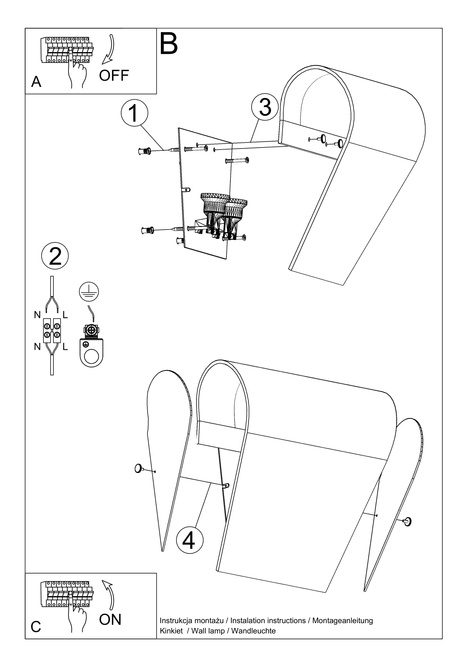 Wall lamp CLINO 2 + 2x LED Bulb E27 3000K Warm 7.5W 620lm