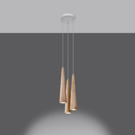 Pendant lamp SULA 3P natural wood