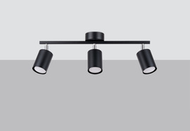 Ceiling lamp LEMMI 3 black + 3x LED Bulb GU-10 3000K Warm 7W 510lm