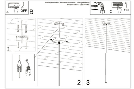 Hanging lamp PASTELO 1 black + 1x LED Bulb G9 4000K Cool White 4.5W 530lm