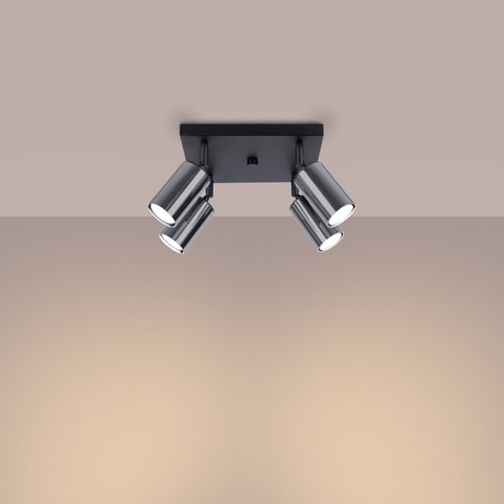 Ceiling lamp WINX 4 black/chrome + 4x LED Bulb GU-10 3000K Warm 7W 510lm