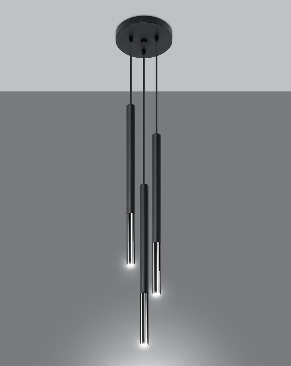 Ceiling lamp MOZAICA 3P black/chrome + 3x LED G9 Bulb 4000K Cool White 4.5W 530lm