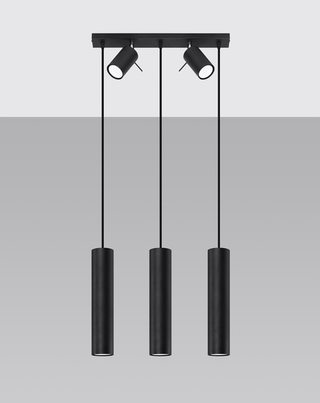 Hanging lamp RING 3 black + 5x LED Bulb GU-10 3000K Warm White 7W 620lm