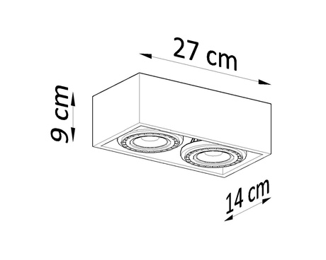 Ceiling lamp QUATRO 2 concrete + 2x LED Bulb GU10 AR111 3000K WARM 12W 800lm