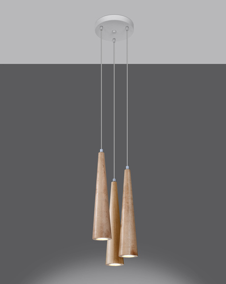 Pendant lamp SULA 3P natural wood + 3x LED Bulb GU-10 3000K Warm 7W 620lm