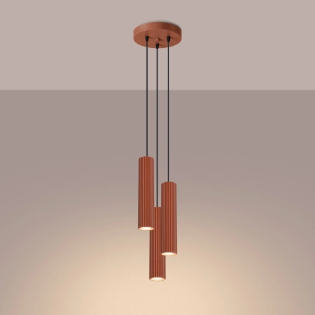 Pendant lamp KARBON 3P red ochre