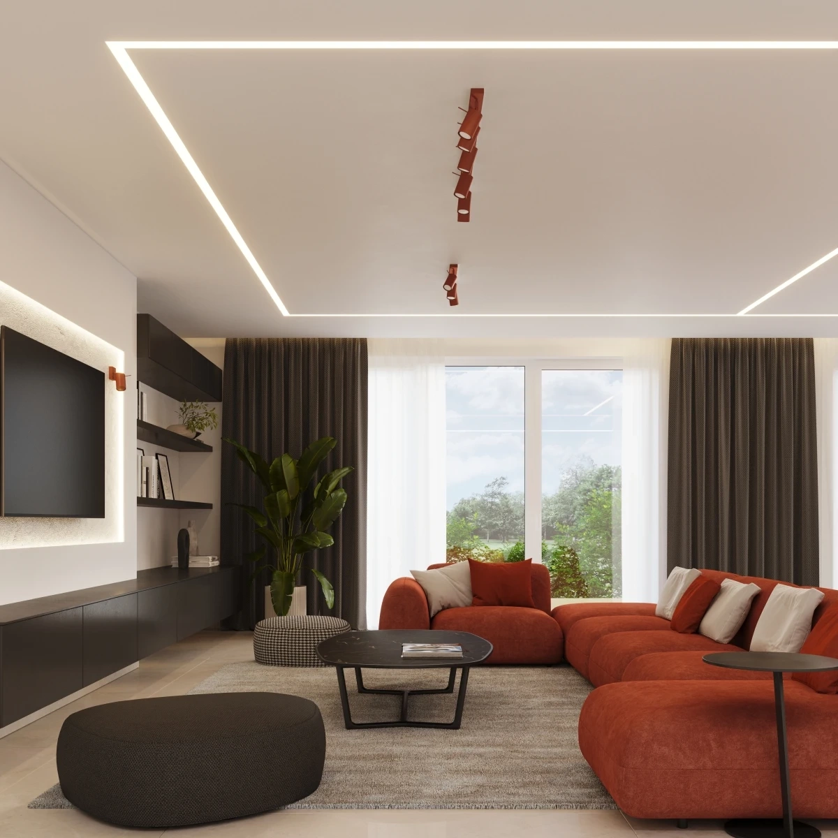 Wall lamp RING red ochra