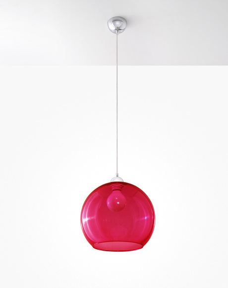 Pendant lamp BALL red + 1x LED Bulb E27 3000K Warm 7.5W 620lm