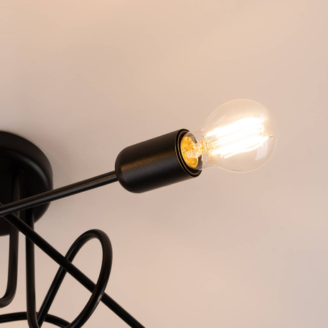 Chandelier SUPEŁ 5 black + 5X LED Bulb E27 3000K 7W 760lm