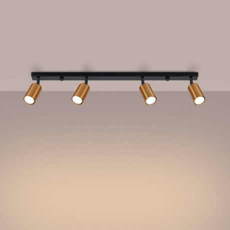 Ceiling lamp WINX 4L black/copper + 4x LED bulb GU-10 4000K Cool White 7W 530lm.