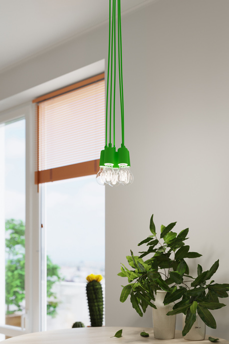 Ceiling pendant lamp DIEGO 1 green + 1x LED Bulb E27 4000K Cool White 7.5W 650lm.