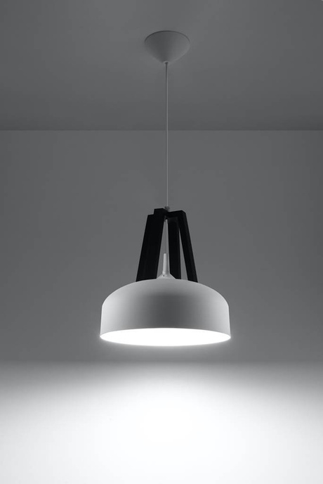 Pendant lamp CASCO white/black + 1x LED Bulb E27 4000K Cold 7.5W 650lm