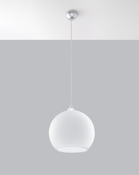 Hanging lamp BALL white + 1x LED Bulb E27 3000K Warm 7.5W 620lm