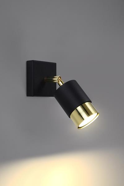 Wall lamp NERO black/gold + 1x LED Bulb GU-10 3000K Warm 7W 620lm