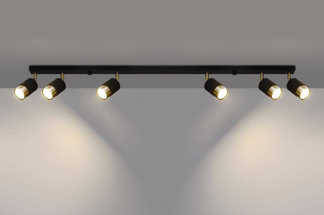 Ceiling lamp NERO 6 black/gold + 6x LED Bulb GU-10 4000K Cold 7W 630lm