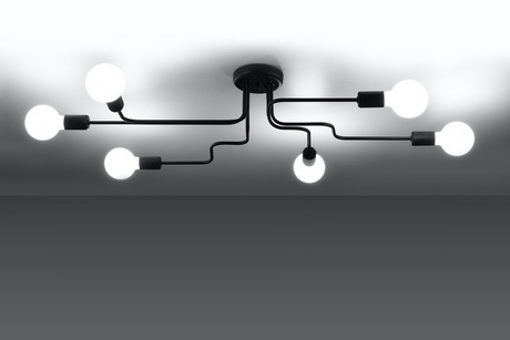 Chandelier VECTOR 6 black + 6x LED Bulb E27 3000K Warm 7.5W 620lm