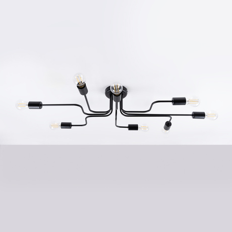 Chandelier VECTOR 8 black + 8X LED Bulb E27 3000K 7W 760lm