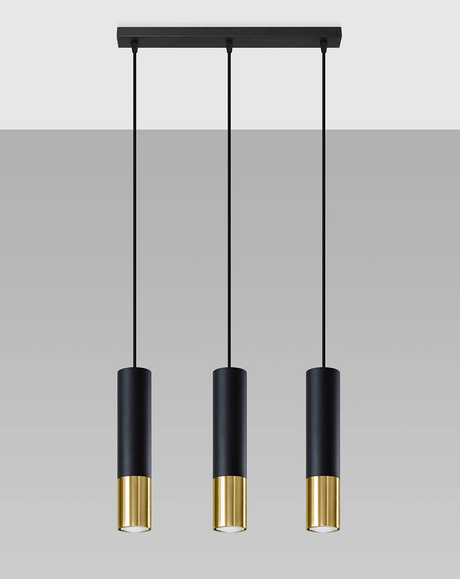 Pendant Lamp LOOPEZ 3L black/gold + 3x LED Bulb GU-10 3000K Warm 7W 620lm