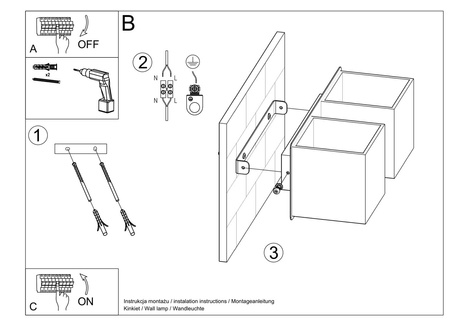 Wall lamp QUAD 2 white + 2x LED Bulb G9 4000K Cool White 4.5W 530lm