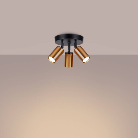 Ceiling light WINX 3P black/copper + 3x LED GU-10 3000K Warm 7W 510lm Bulb