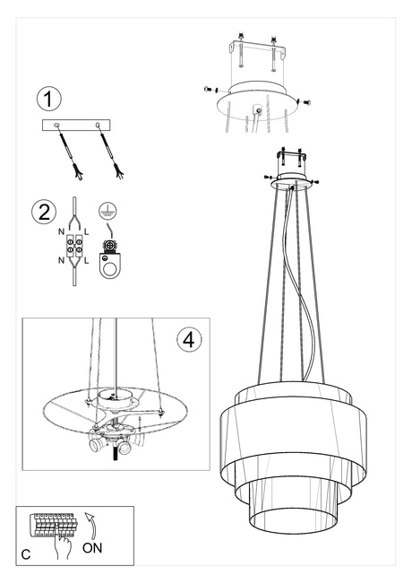 Chandelier REFLEXION 50 white + 5x LED Bulb E27 3000K Warm 7.5W 620lm