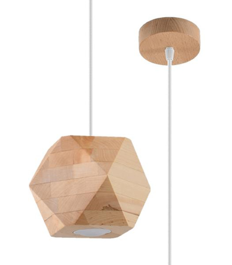 Hanging Lamp WOODY natural wood + 1x LED Bulb GU-10 4000K Cold 7W 630lm