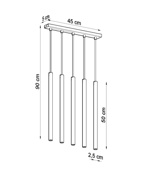 Ceiling pendant PASTELO 5 white + 5x LED Bulb G9 3000K Warm 4.5W 510lm