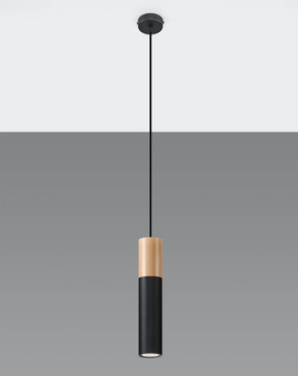 Ceiling Pendant Light PABLO 1 black + 1x LED Bulb GU-10 4000K Cool White 7W 630lm