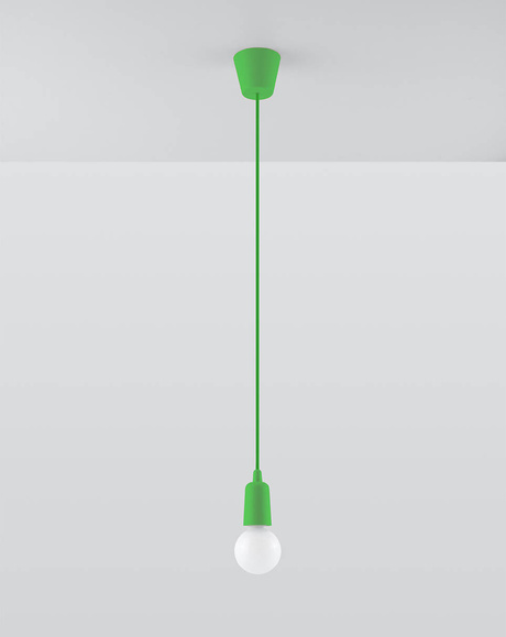 Hanging lamp DIEGO 1 green + 1x LED Bulb E27 3000K Warm White 7.5W 620lm