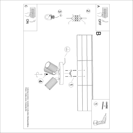 Ceiling lamp KARBON 3P black