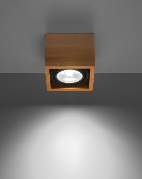 Ceiling lamp QUATRO 1 natural wood + 1x LED Bulb GU10 AR111 3000K WARM 12W 800lm