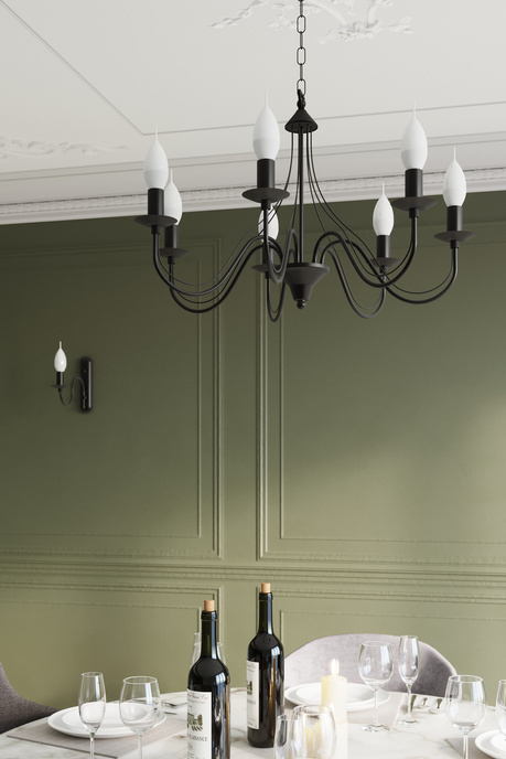 Wall lamp MINERVA black + 1x LED Bulb E14 3000K Warm 7.5W 620lm