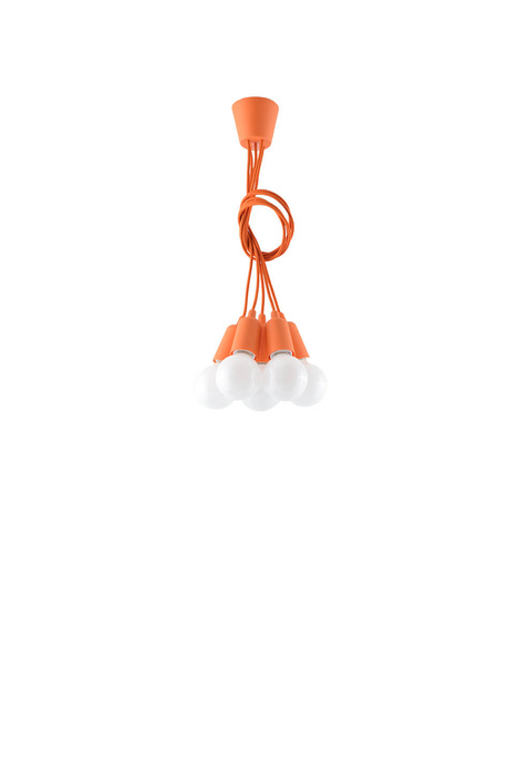 Hanging lamp DIEGO 5 in orange + 5x LED Bulb E27 4000K Cool White 7.5W 650lm