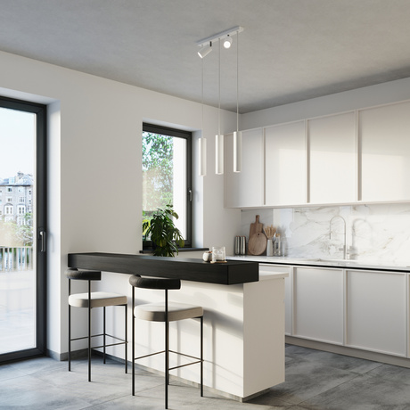 Ceiling pendant lamp RING 3 white + 5x LED Bulb GU-10 3000K Warm 7W 620lm