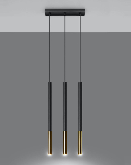 Pendant lamp MOZAICA 3L black/gold + 3x LED Bulb G9 4000K Cool White 4.5W 530lm