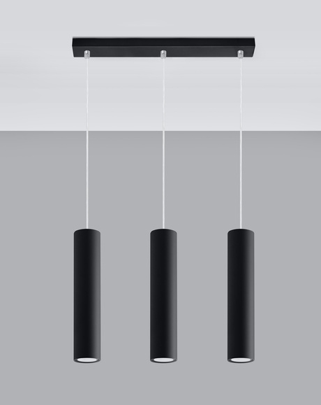 Hanging Lamp LAGOS 3 black + 3x LED Bulb GU-10 3000K Warm 7W 620lm