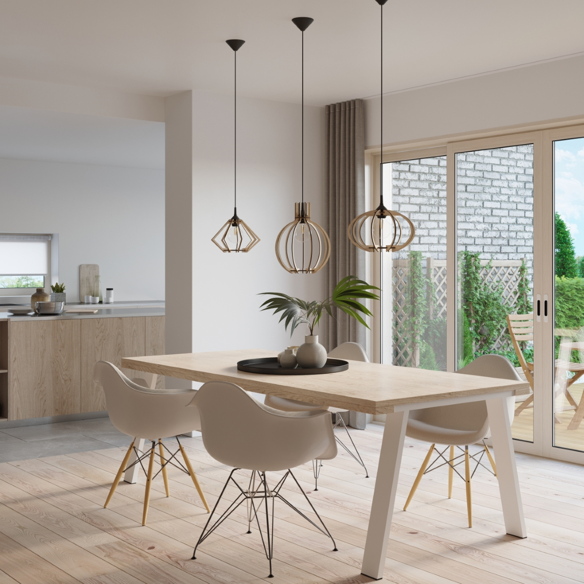 Pendant lamp ARANCIA natural wood