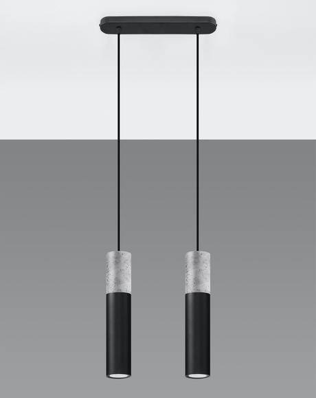 Ceiling hanging lamp BORGIO 2 black + 2x LED bulb GU-10 3000K Warm 7W 620lm